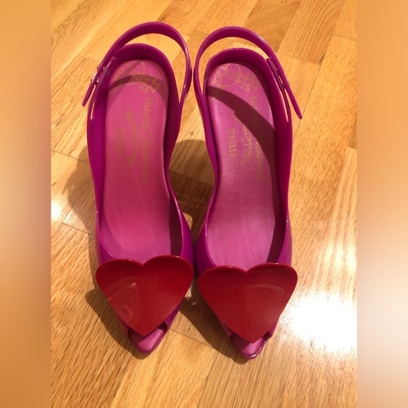 Melissa Shoes - Melissa x Vivienne Westwood Pink/Purple Heels with Red Heart Accent